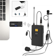 Fifine Wireless Clip on Microphone with Bodypack Headset & Lavalier Mic